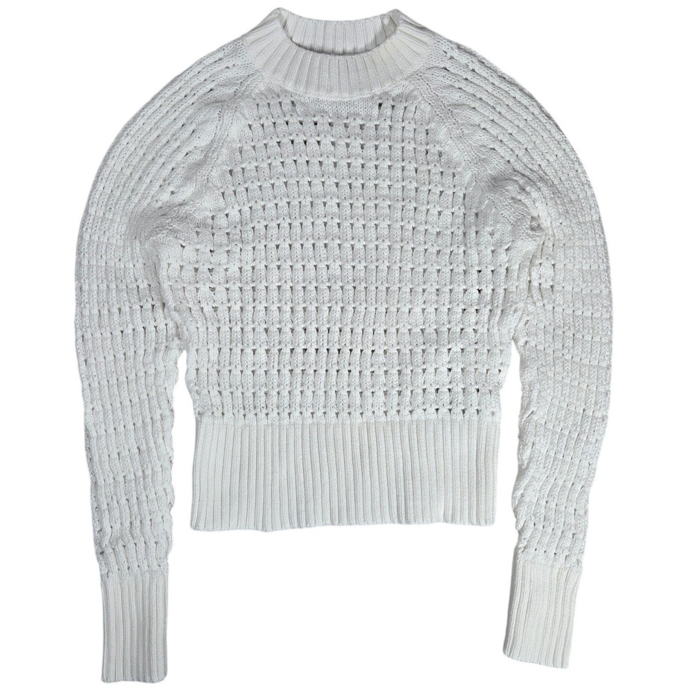 J. Crew Pointelle Crewneck‎ Sweater in White S BZ498